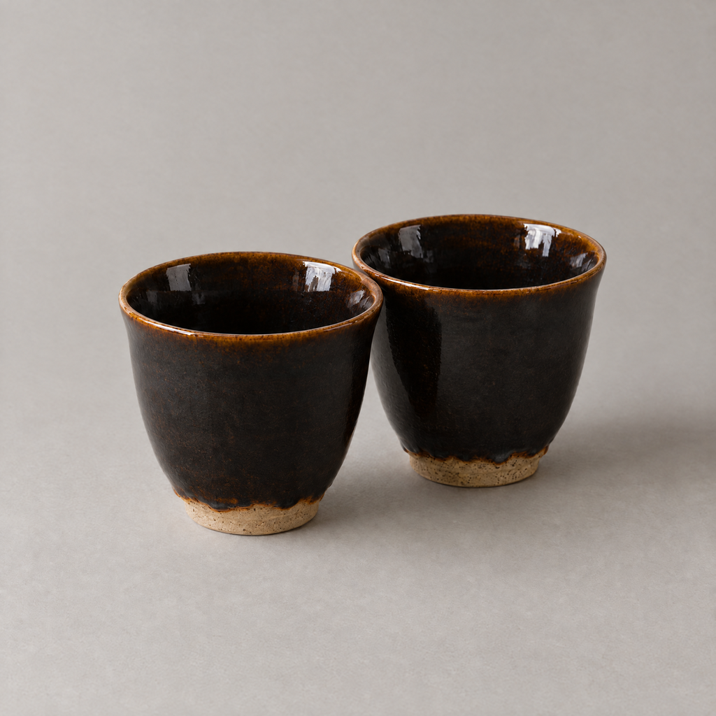 Two Tea Cups in Iron glaze